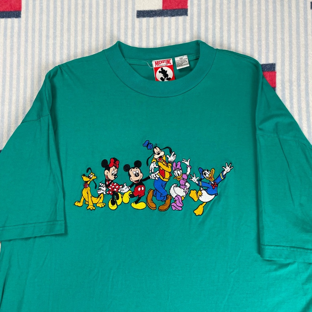 Vintage Disney Mickey Mouse Embroidered short sleeve tee shirt Goofy Minnie - Picture 3 of 9